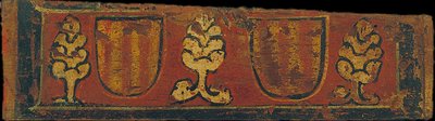 Ceiling Panel with Striped Coats of Arms of the House of Barcelona and Plant Motifs by Unbekannt Unbekannt